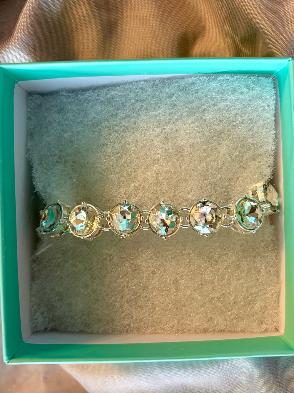 jBloom Silver Round Crystal Bracelet with Clasp New in Box